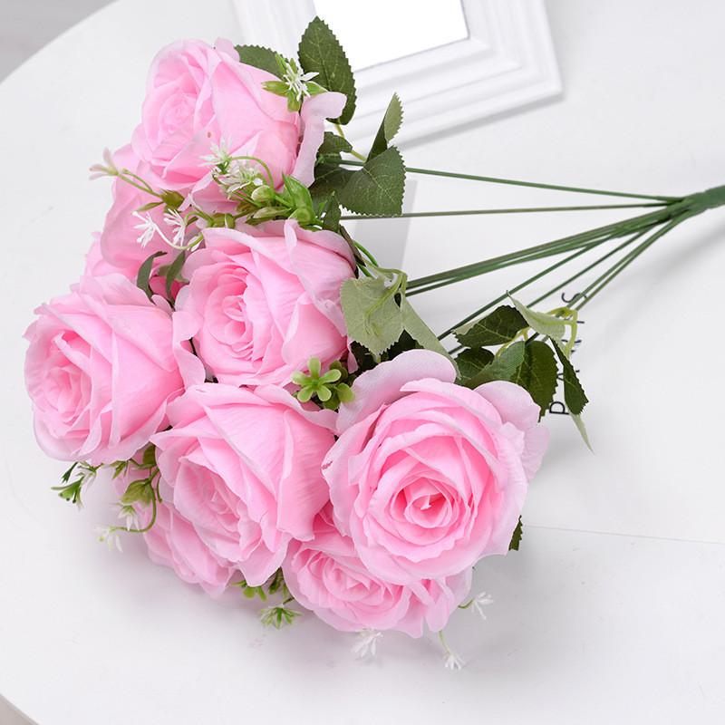 Head Artificial Ten Rose Flowers For Weddings Home Decor And Decoration Hotel