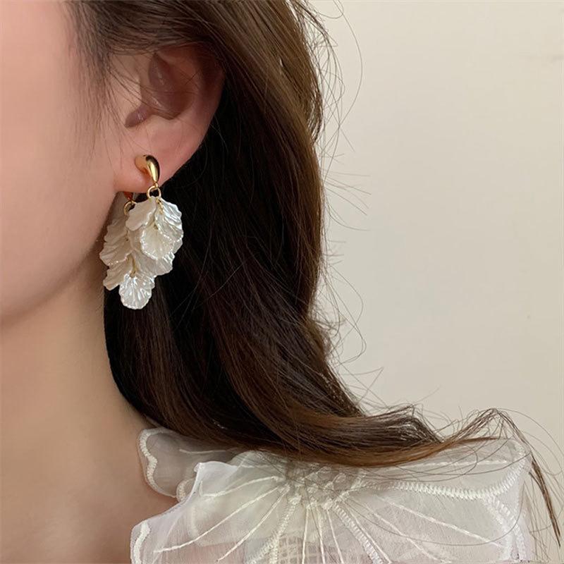 PONYKISS Sterling Silver Minimalist Shell Flower Stud Earrings for Women Vintage Fine Cute Plant Accessories