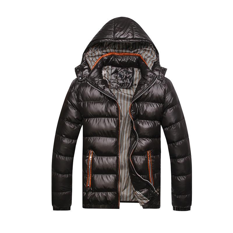 Men's Fall/Winter Casual Solid-Color Detachable Collar Thickened Zipper Cotton Jacket—Lightweight, Warm Hooded Jacket for Young Men