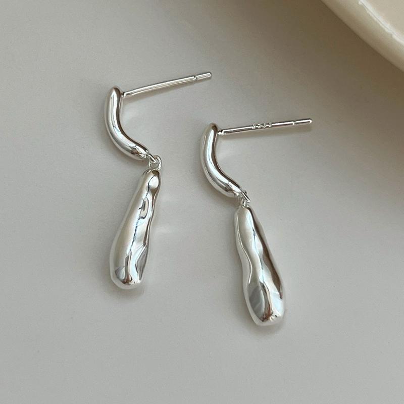 

PONYKISS Tibetan Silver Irregular Matte Water Drop Stud Earrings for Women Party Vintage Fashion Minimalist Accessories