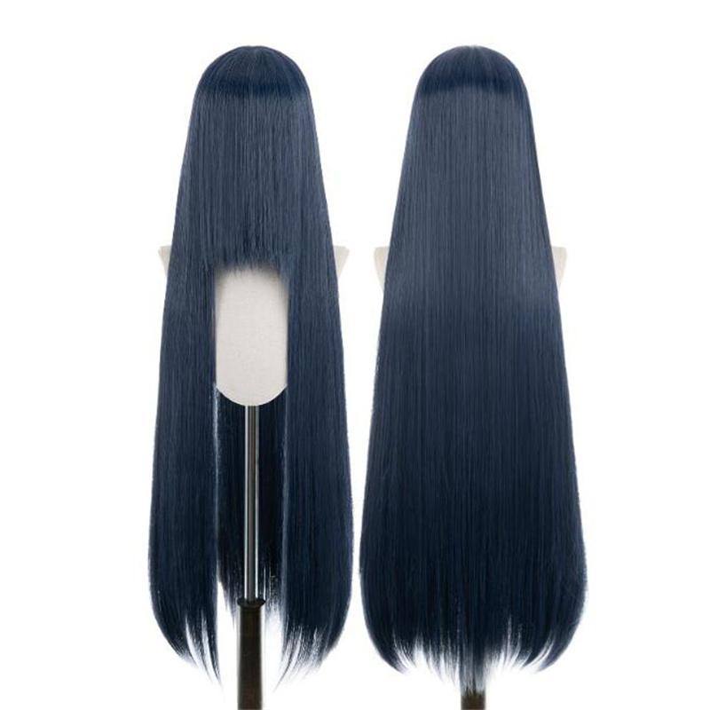 Perucă lungă și dreaptă de 100 cm, blondă, aurie, roz, portocaliu, maro, violet, albastru, verde, negru, gri, culori, rezistentă la căldură, păr Lolita