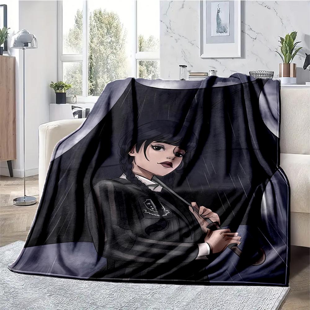 Wednesday Theme Printed Blanket - Perfect for Couch, Bed, Travel & Outdoor Use | Machine Washable, Cozy & Durable.