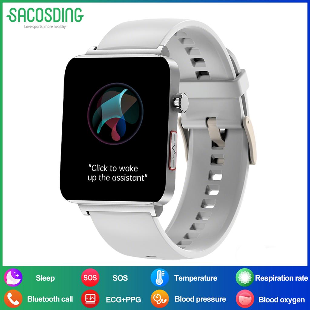 SACOSDING New ECG+PPG Smart Watch Blood Pressure/Oxygen Sleep Health Analysis BT Call Smartwatch Men Women For Androd iOS