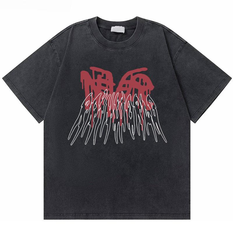Washed Vintage Rapper Bladee Hip Hop Oversized Tshirt Drain Gang Graphic Tshirt Men Women Fashion Artistic Sense T Shirts