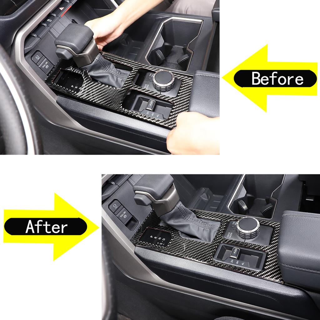 Carbon Fiber Gear Shift Panel Trim Interior Cover For Toyota Tundra XK70 22-24