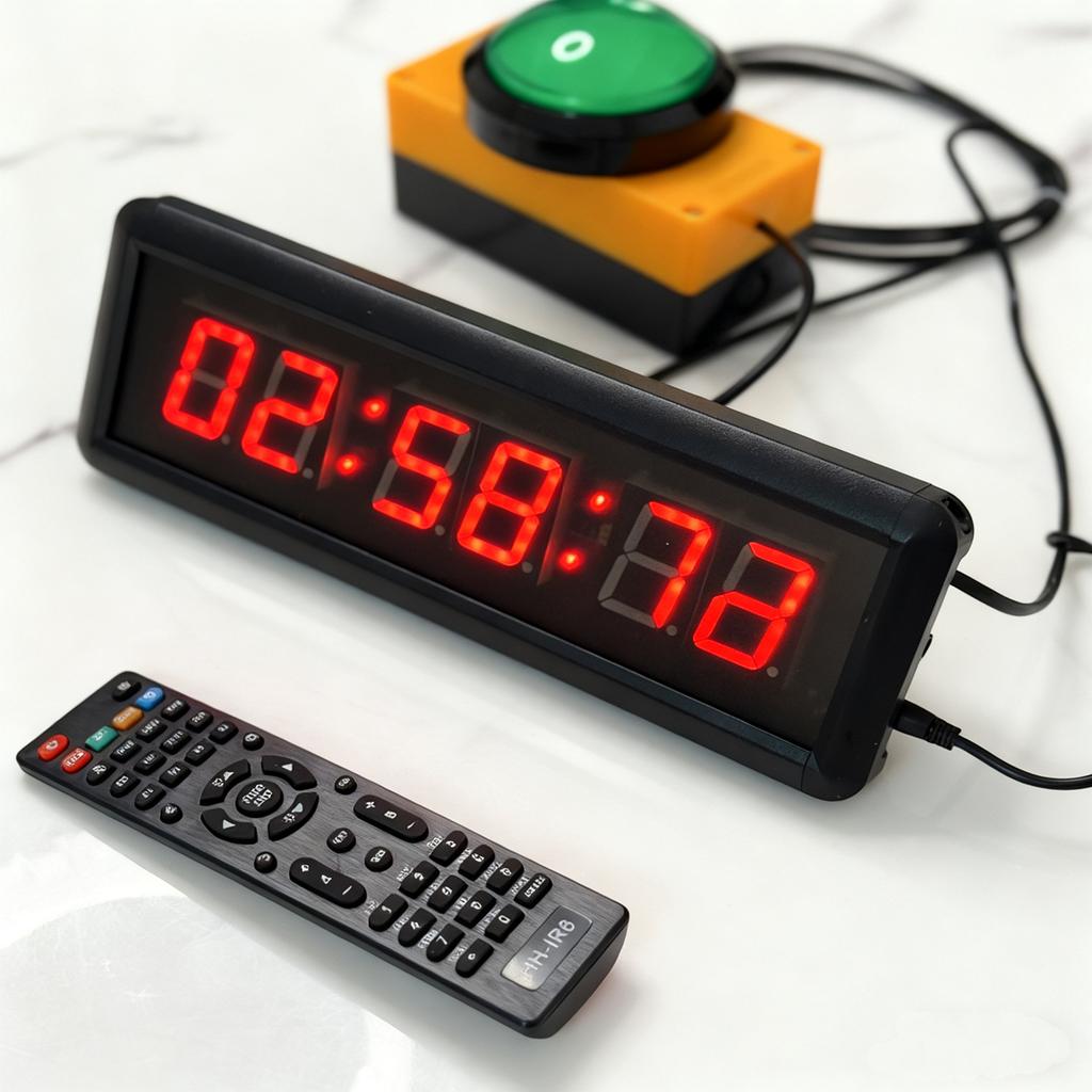 1.5-inch 29cm Button Stopwatch Sports Timer, With Buzzer Led Countdown Clock Button Game School Intelligence Sompetition Timer