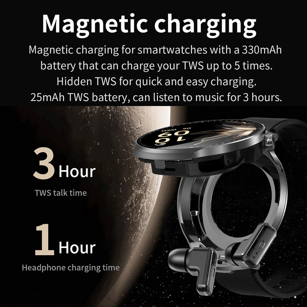 New 2 In 1 Smart Watch With Earbuds Smartwatch TWS Bluetooth Earphone Bluetooth Call Life Waterproof Heart Rate Blood Oxygen Monitor Sports Watch