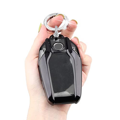 

[Comdanya] Display Key for BMW 5 6 7 8 Series X3 X5 X7 i8 M8 Button Smart Key Suitable for Vehicles, Lightweight TPU (Purple Black + Key Ring)