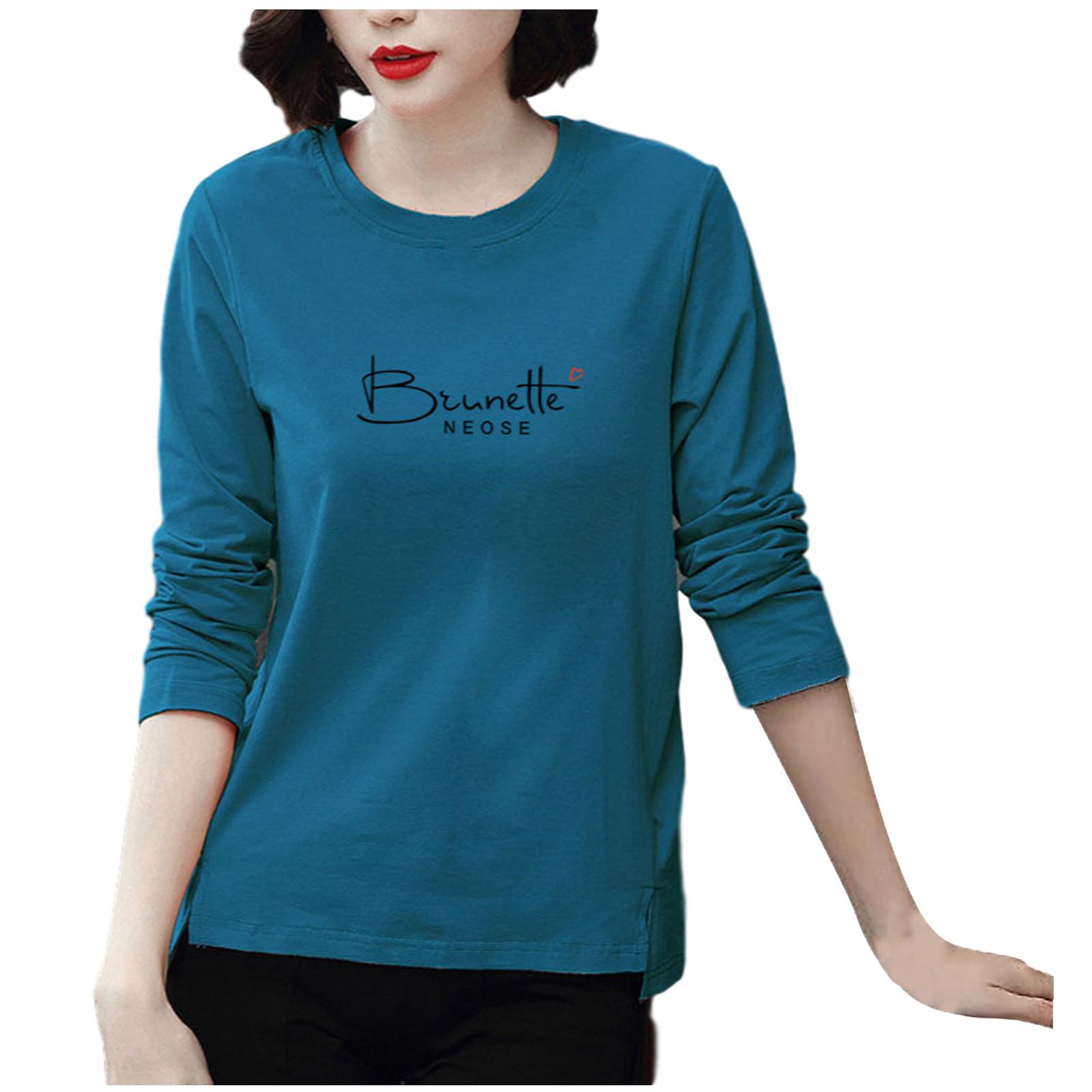 

(SU)Модная женская повседневная блузка с длинным рукавом с принтом, женская футболка, топы