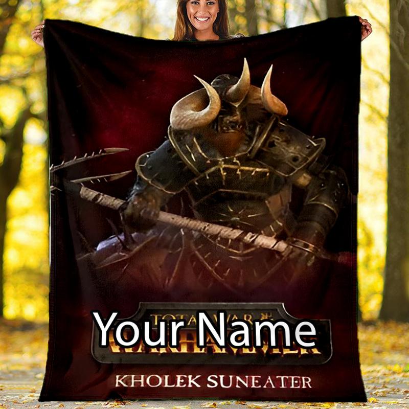 Custom Name Total War Warhammer Theme Printed Blanket - Perfect for Couch, Bed, Travel & Outdoor Use | Machine Washable, Cozy & Durable.