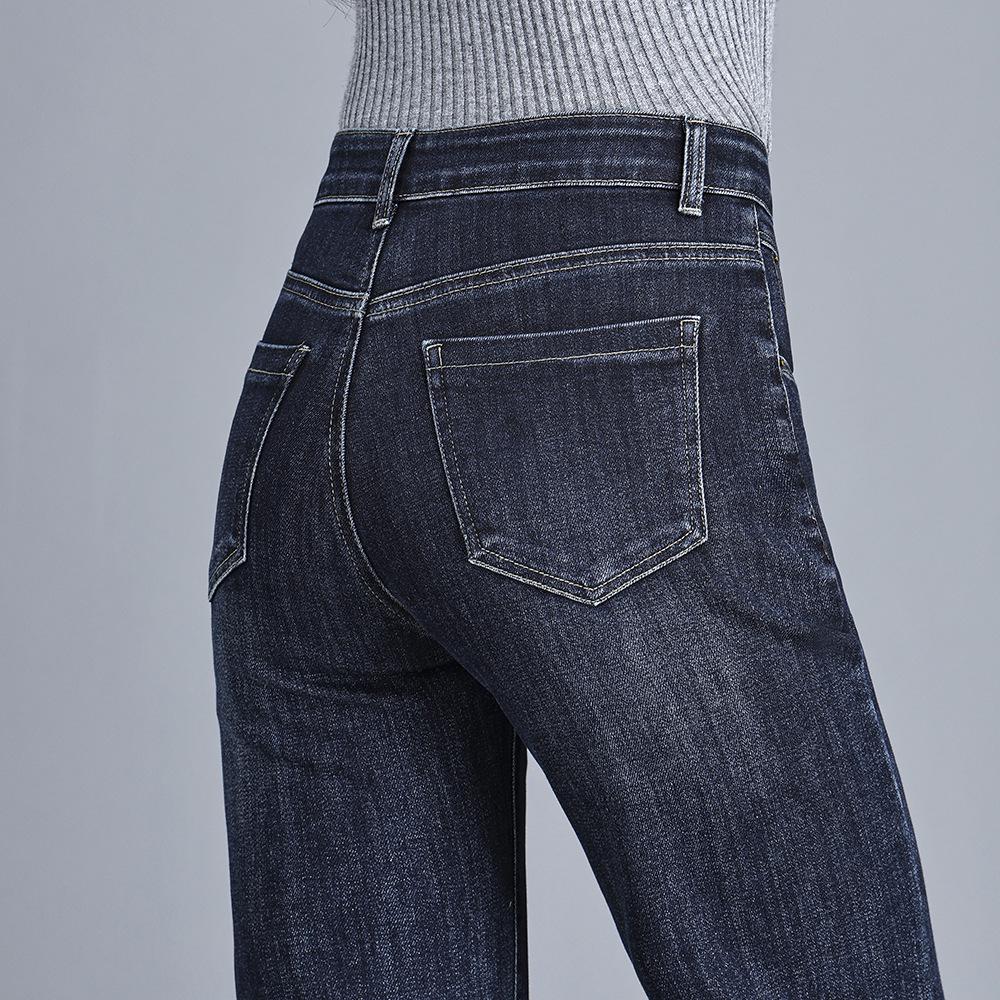 High Waist Stretch Straight Leg Plus Size Jeans for Middle-Aged Women, Slim Fit, Wide Leg, Mom Pants, Autumn/Winter 2025