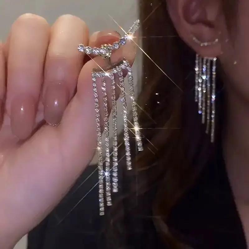 Fashion Trend Unique Design Elegant Exquisite Light Luxury Rhombus Zircon Earrings Female Jewelry Party Premium Gift