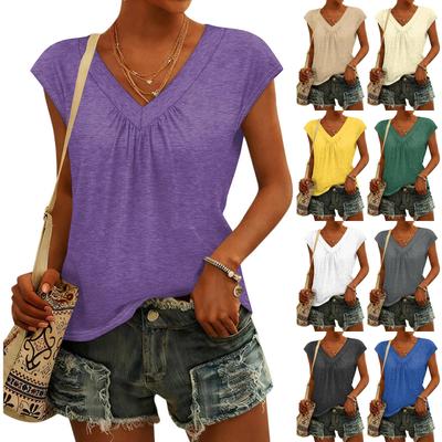 Women's Fashion  V-neck Short Sleeve Top