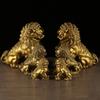 Ornaments Pair No Bottom Palace Gate Beijing Brass Lion Home Decor Craft Display