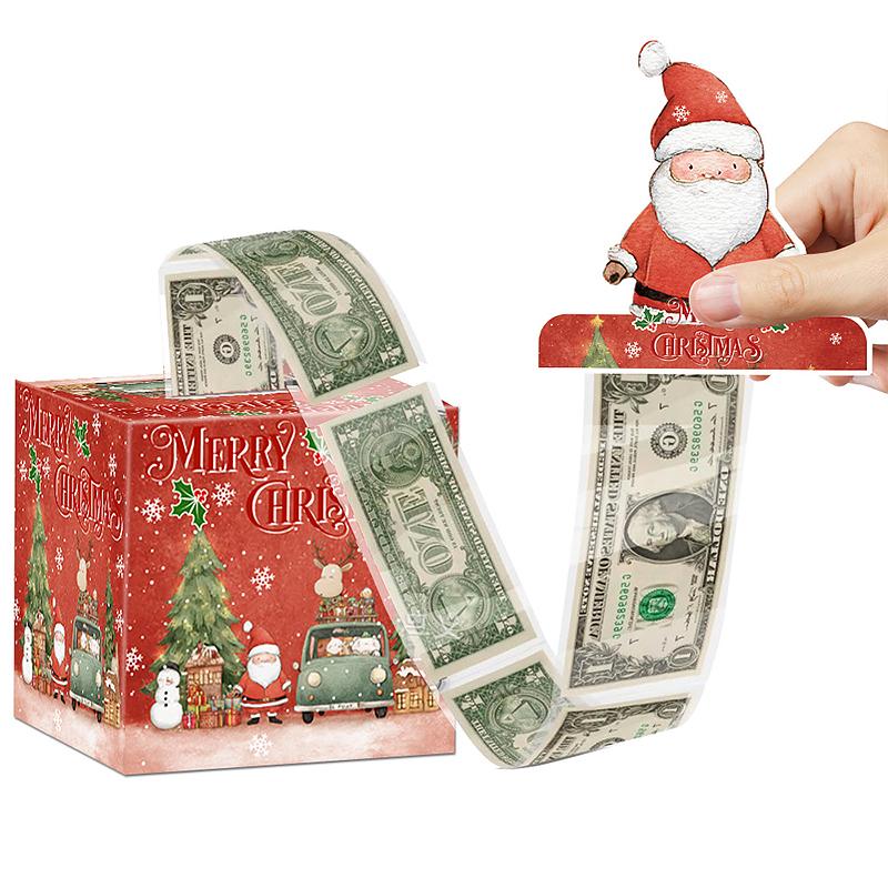 Christmas Christmas Gift Cute Gift Wrap Surprise Money Pull-Out Gift Box Party Favors DIY Xmas Atmosphere 12x12cm