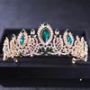 Luxury Baroque Vintage Green Crystal Tiaras And Crowns Queen Diadem Pageant Party Crown Bridal Wedding Hair Jewelry Accessories