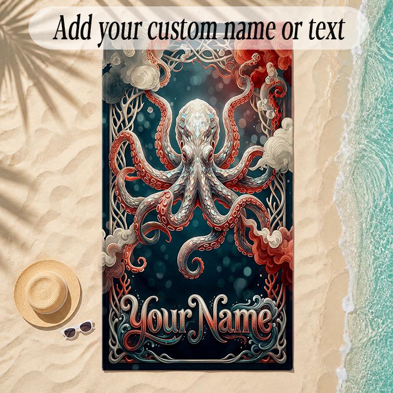 Meerjungfrau Thema Weiches Strandtuch Personalisiert Benutzerdefinierter Name Text Handtuch Tragbar für Strand Pool Reisen