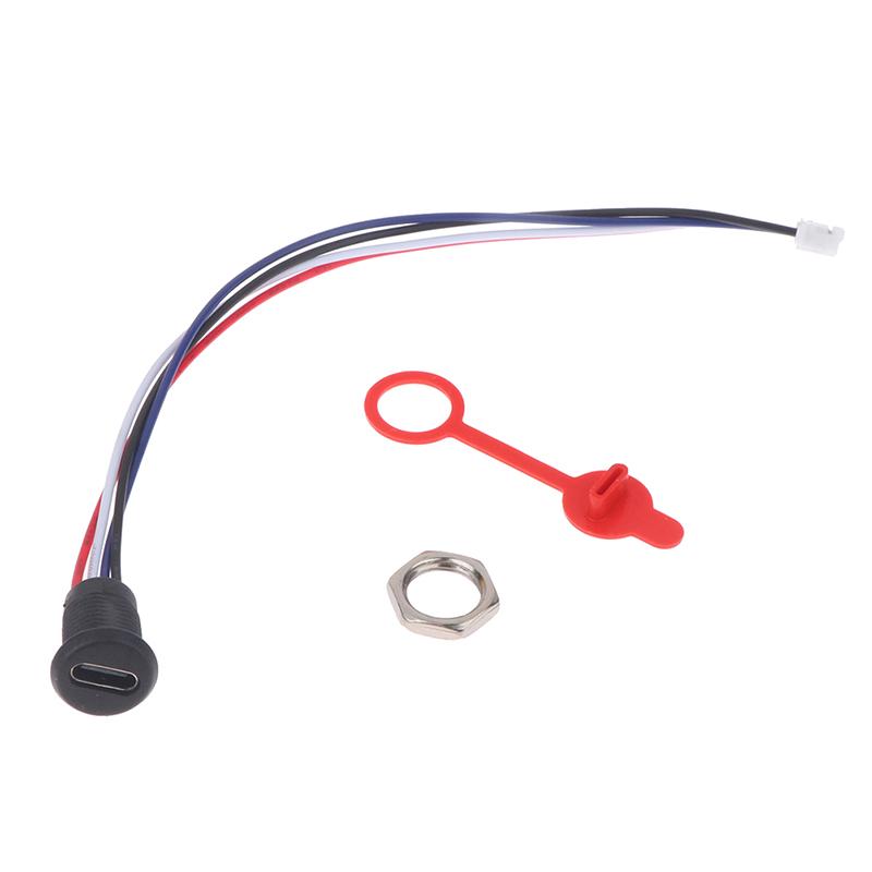 USB-C 4Pin High Current Charging Socket With PH2.0 Nut Snap Lock Plate USB TYPE-C Female Type C Waterproof Female Connector Jack