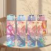 1PC Iridescent Crystal Swirl Marble Texture 750ml Color Plastic Sports Water Bottle Leakproof Flip Straw Lid Suitable for Sports Office Home Use