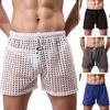 Men Boxers Solid Color Casual Drawstring Hollow Out Elastic Waist Men Briefs Sleeping