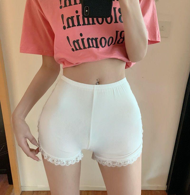 Women's Summer Lace Trim Anti-Exposure Ice Silk Safety Shorts