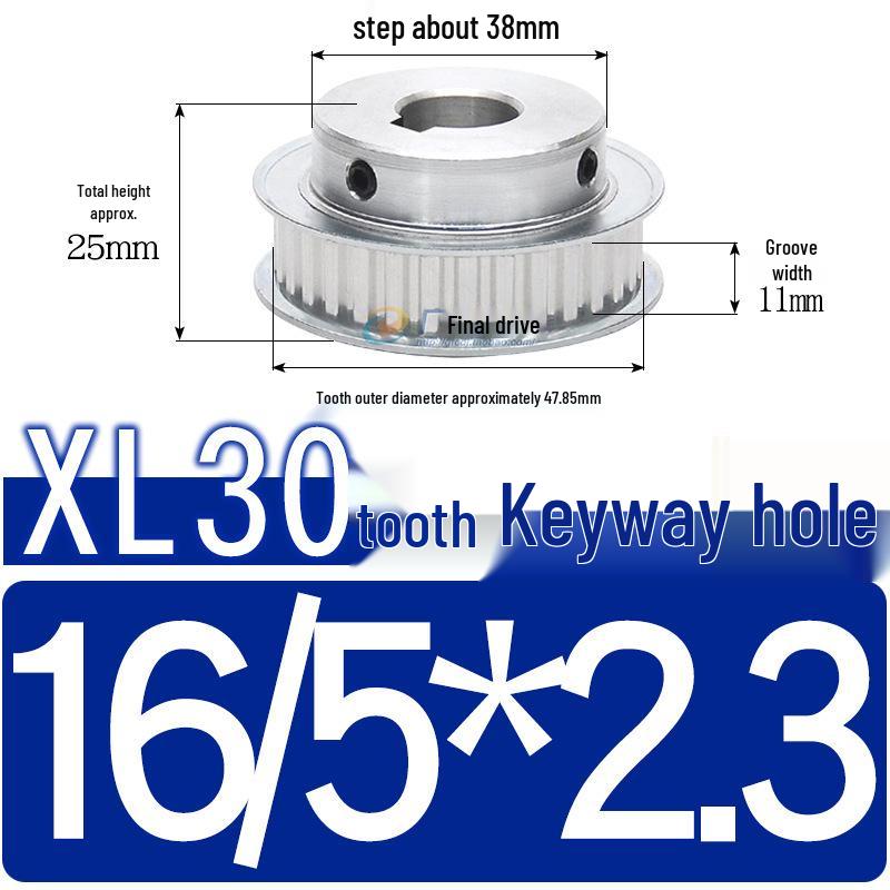 Synchronous Pulley XL, 30 Teeth, BF Type, Groove 11mm, Keyway Bore 5-25mm, Boss with Setscrew
