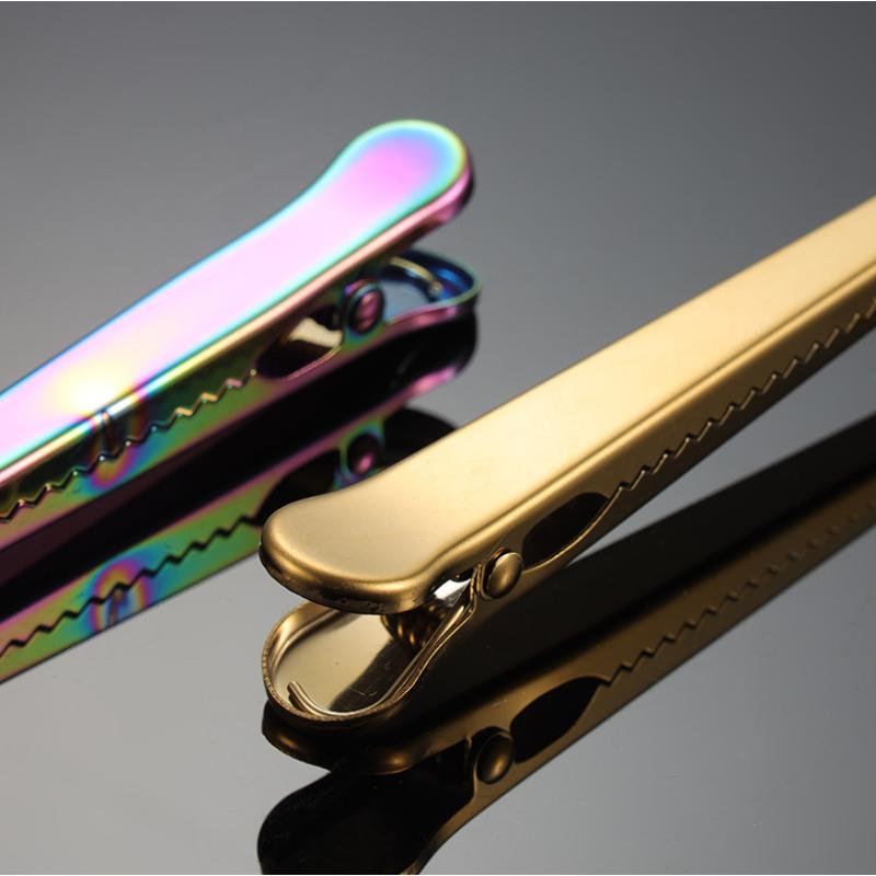 HANYANG 430 Edelstahl-Kaffeelöffel-Clip, Mehrzweck-Beutel-Verschlussclip, PVD-titanbeschichtet