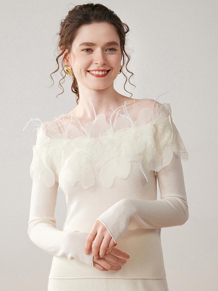 Autumn Winter Cashmere Knit One-Shoulder Base Layer Shirt - Fashionable, Versatile, Soft, Comfortable, Solid Color