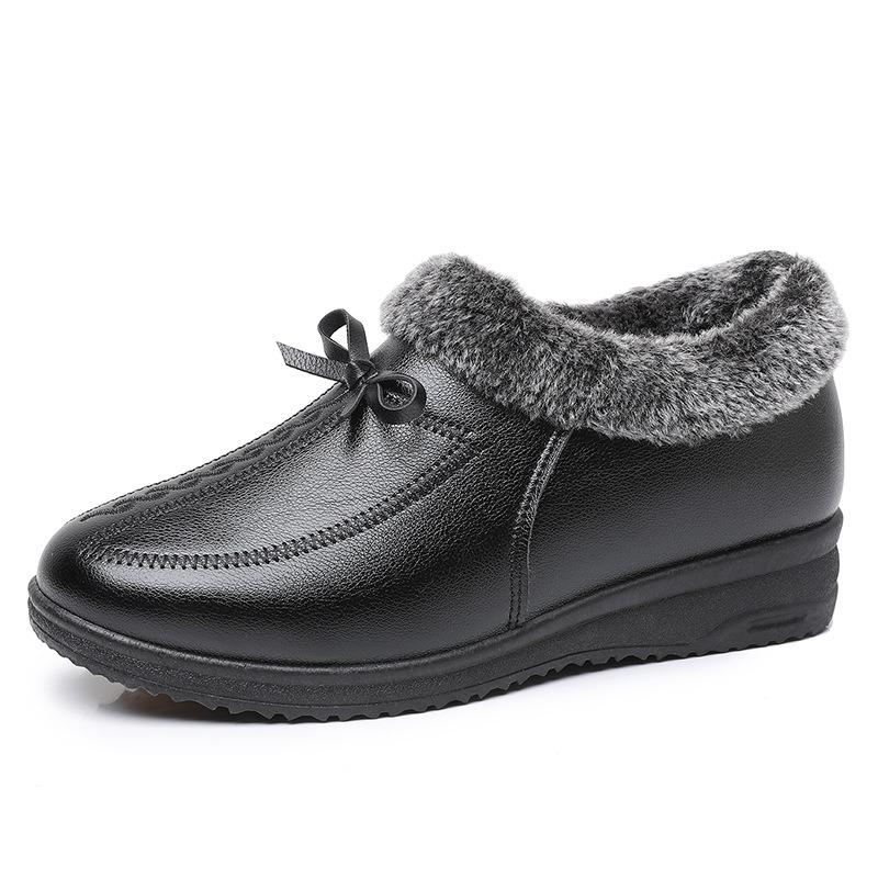 Shoes winter velvet cotton shoes women's winter leather shoes soft sole warm middle-aged non-slip elderly shoes middle-aged