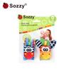 Zebra Animal Baby Toy: Sozzy Wrist Strap, Hand-Cranked Pacifier, Socks & Small Bell Color Card.