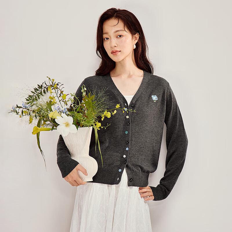 

Женский вязаный кардиган INMAN с V-образным вырезом и цветочной вышивкой XL