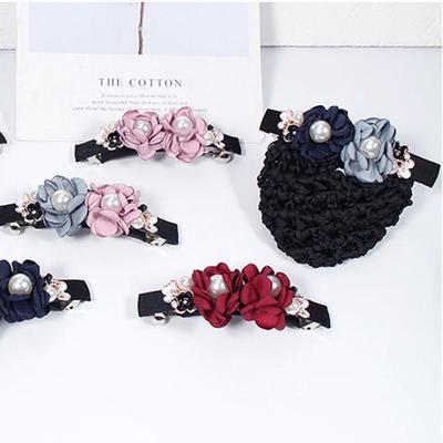 Flower for Stewardess Nurse Elegant Hairnet Women Spring Clip Korean Style Headwear Mesh Snood