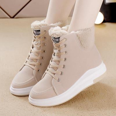 Bottes d'hiver femmes bottines chaud PU peluche hiver femme chaussures baskets plates à lacets dames chaussures femmes bottes de neige courtes