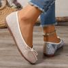 Autumn New Flat Single Shoes Women's Round Head Shallow Mouth Cloth Surface Butterfly Knot Soft Sole Non-slip Low Top Shoes