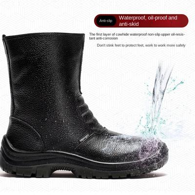 Arbeitsschuhe Herren und Damen High-Top Anti-Quetsch- und Durchstichsicher Leder Rutschfest Ölbeständig und Abriebfest Sicherheitsschuhe