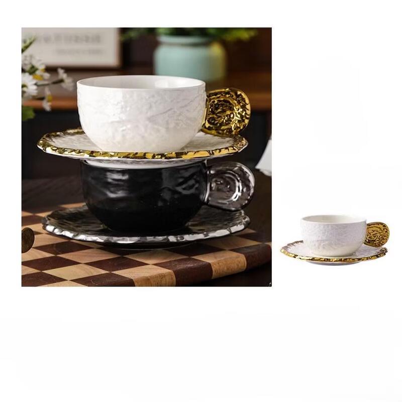 Shangkai Embossed Ceramic Coffee & Tea Cup and Saucer Set