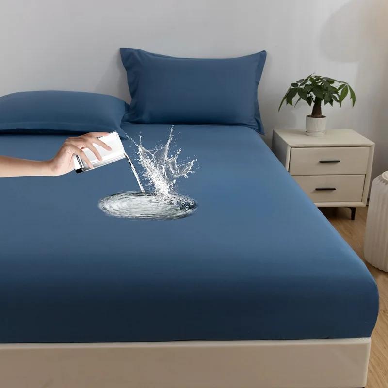 1PC Waterproof Fitted Sheet Soft Comfortable Breathable Bedding 360 Degree Full Surround Mattress Cover for Single Double Bed