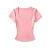 Peach Heart Neck Short-sleeved T-shirt Women's Summer New American Spice Girl Solid Color Basic Slim-fit Front Shoulder Bottoming Top
