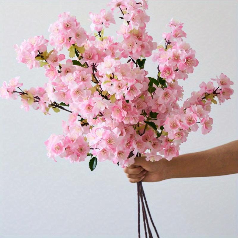 

Artificial Cherry Blossom Branches Pink Faux Cherry Flowers Peach Branches Silk Tall Stems for Home Living Room Dining Table Decoration 1pc розовый