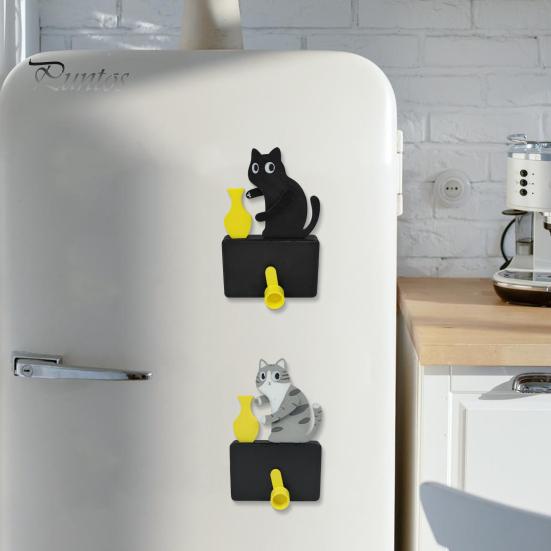 Animal Fridge Magnet Cat Pushing Vase Refrigerator Magnet, 3D Printed Whiskers Holder Pet Memorial Keepsake Decoration, Gift for Cats Lovers