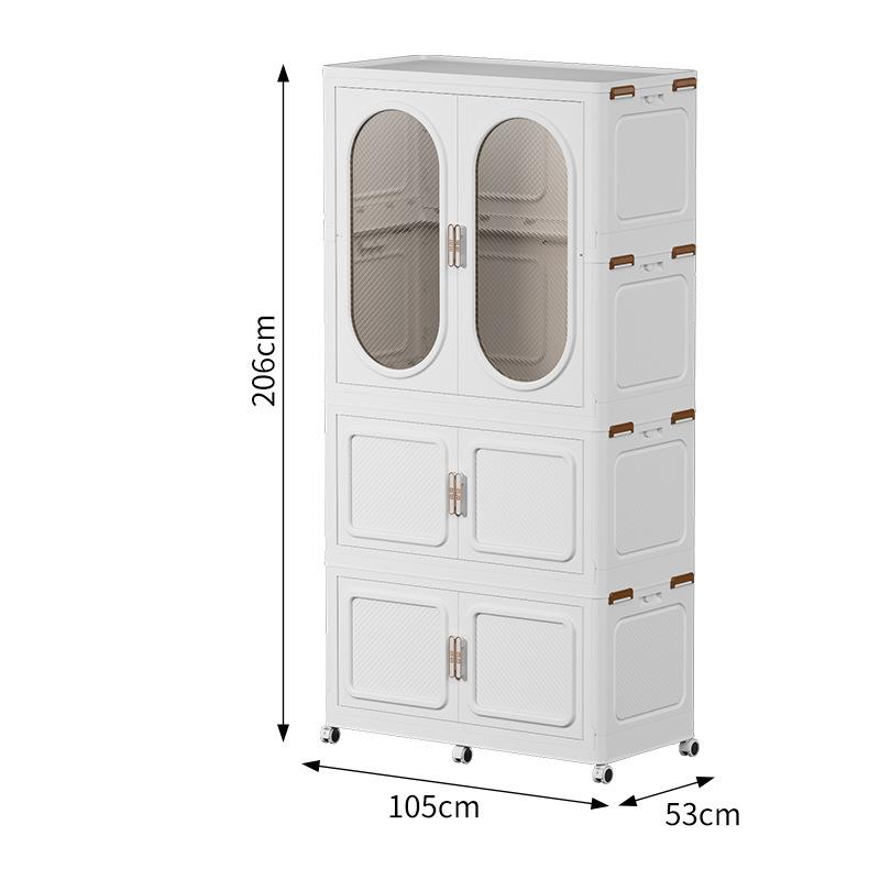Folding plastic storage cabinet free installation household multifunctional wardrobe simple multi-layer bedroom clothes finishing storage cabinet