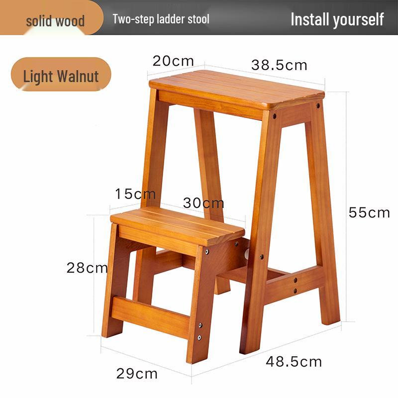 Solid Wood Multifunctional Folding Ladder-Chair: Indoor Portable 4-Step Stool & Climbing Ladder