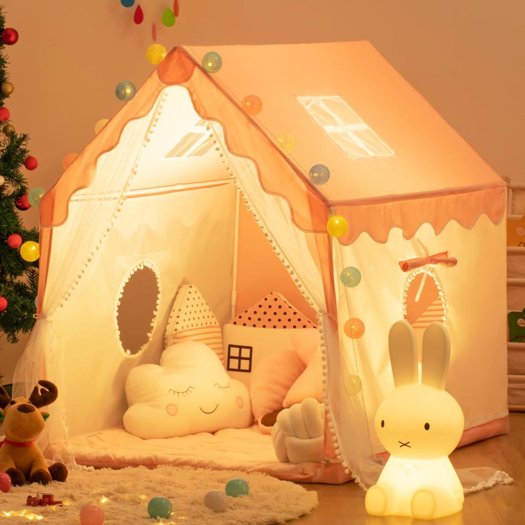 Kids' Game Tent, Indoor Princess Castle for Girls, Family Game House, Small House with Starlight, Outdoor Play House, Birthday/Christmas Gift