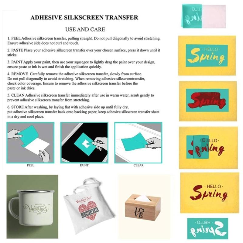 Selves-Adhesive Mesh Transfer Reusable Screen Stencil for Window, Fabric Decors