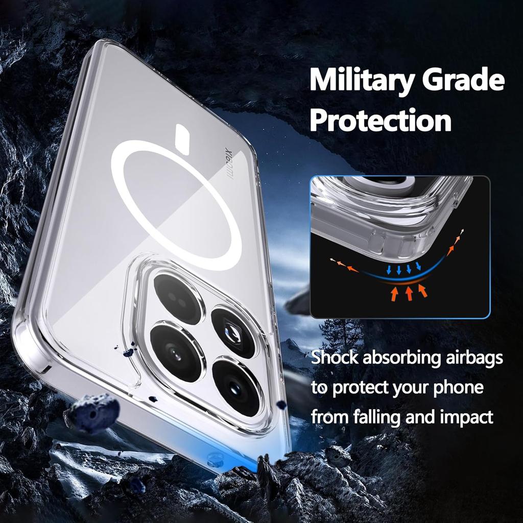 Hoesje voor Xiaomi 15T 14T Pro Poco X7 X6 Pro 15 UIltra Nieuw Transparant Magnetisch Draadloos Opladen Schokbestendig Funda Voor Magsafe Cover