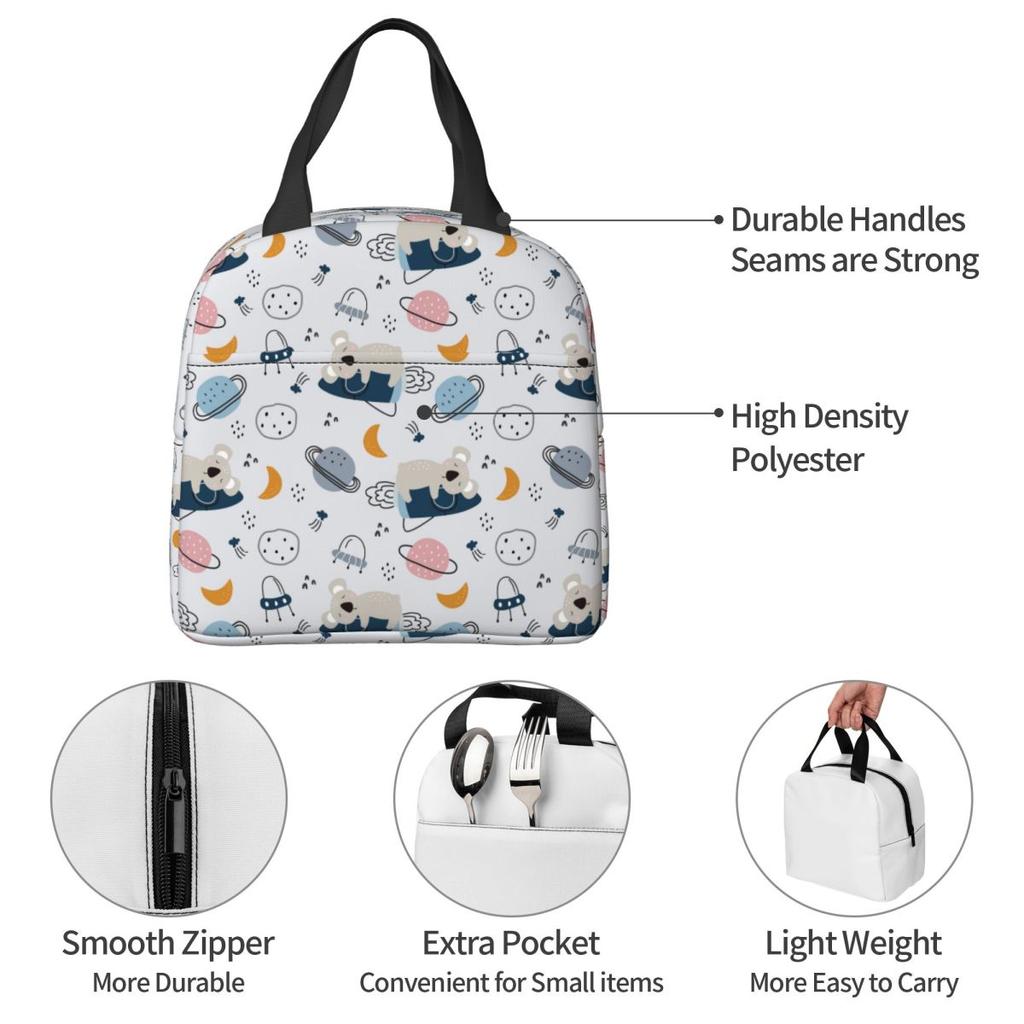 Cute Koalas Astronaut In Space Insulated Lunch Bag for Kids School Cooler Thermal Food Box Tote Portable Lunch Boxes Container
