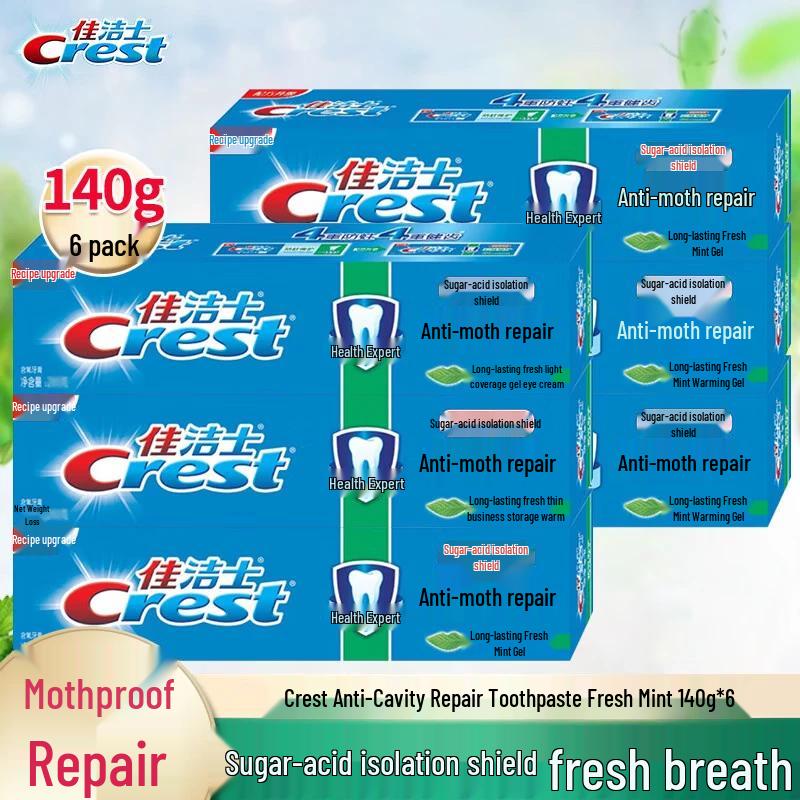 Crest Health Expert Anti-Cavity & Repair Fresh Mint Toothpaste, 140g 6-Pack