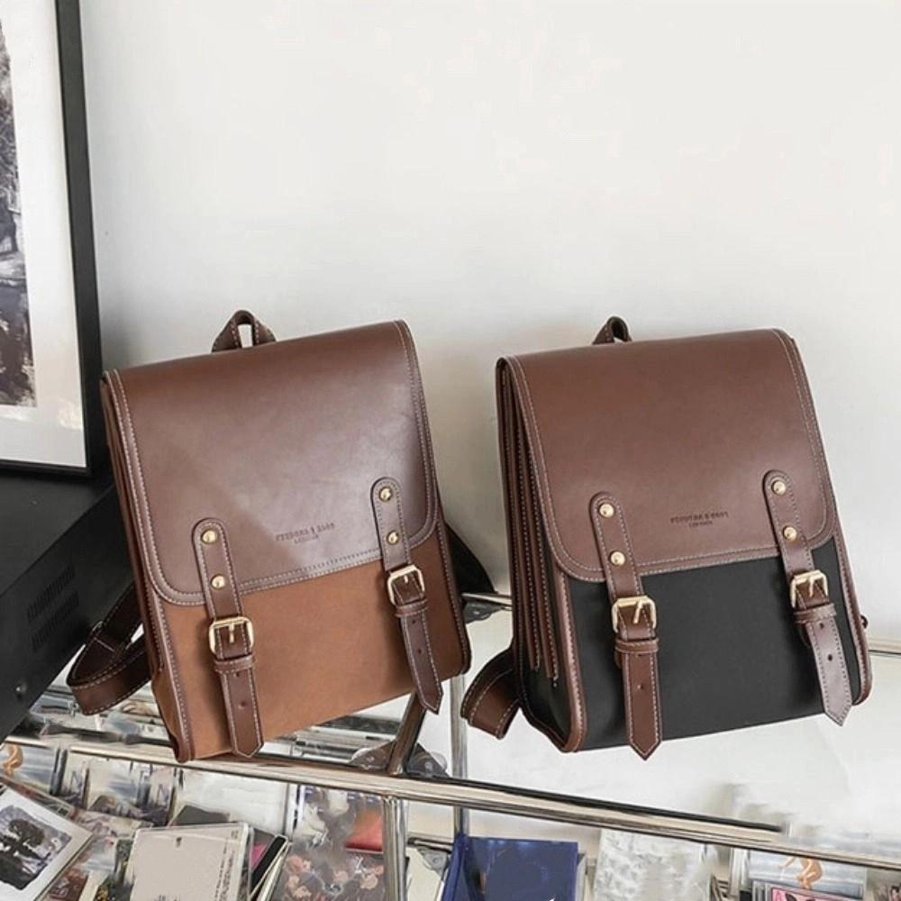 PU Leather Laptop School Bag Simple College Students Backpack Large Capacity Backpack  Travel