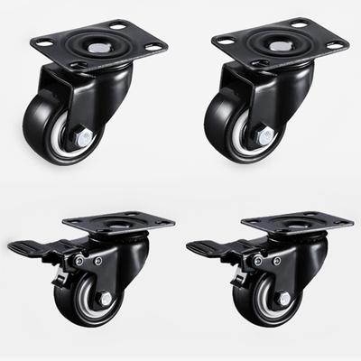 4pcs 1.5 Inches 41mm Heavy Duty 180kg Black Swivel Castor Wheels Trolley Furniture Caster Rubber