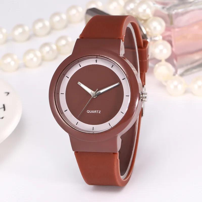 Women Fashion Casual Silicone Strap Analog Pink Girl Quartz Round Watch Relogio Feminino Simple Round Horloges Ladies Watches